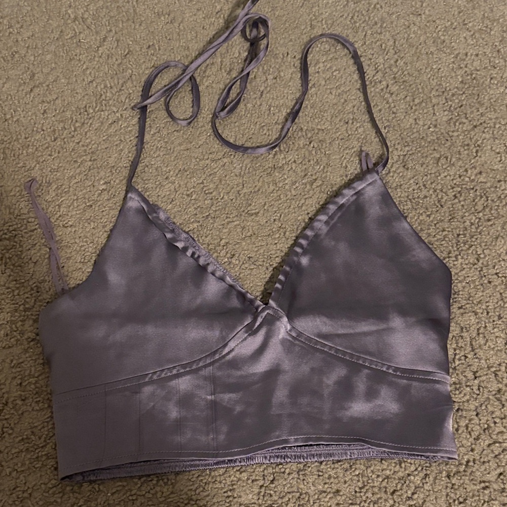 Garage Purple Satin Crop Top